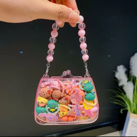 Mini Pink Sparkle handbag with Hair Accessories Set - Picture 14 of 14